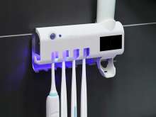 UV sterilizer for toothbrushes Hanger with a paste dispensers S:032-B