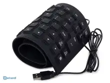 Silicone Rubber Black Keyboard, USB Silent - Black, Silicone Rubber Silencing Keyboard, For Laptops and Tablets