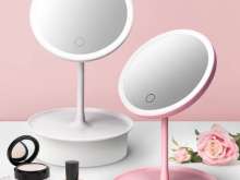 COSMETIC MAKE-UP MIRROR ILLUMINATED WHITE/PINK LED S:107-B Stock in PL
