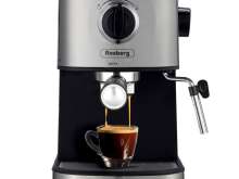 Máquina de café expresso Rosberg Premium OV51171F, 1.2L, 20 bar, 1100W, Disco creme, Preto/aço inoxidável