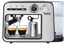 Máquina de café espresso Oliver Voltz OV51171H, 1450W, 15 bar, 1L, Calentamiento de tazas, Apagado automático, Acero inoxidable/Negro