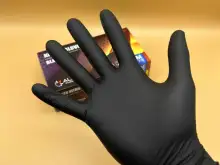 Strong Black Nitrile Gloves at a super price, Brand ALDENA (latex, vinyl, nitrile- blue, black, pink, mint, orange heavy duty, TPE, PE gloves, face masks and more)