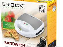 750W tosti-ijzer van Brock Electronics - 4 driehoekige capaciteit, antiaanbaklaag, automatische temperatuurregeling