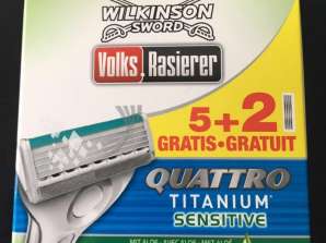 7x Wilkinson Sword Quattro Titanium-känsliga rakblad NYA