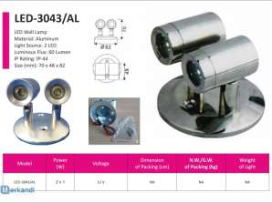 Högkvalitativ LED-vägglampa LED-3043AL med aluminiumkonstruktion och kallt vitt ljus