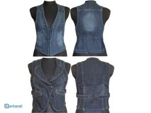 H.O NEW DAY Jeans Vest - Veste femme / Veste pour femme - Confortable et élégant - Bleu marine - Taille : Mix XS-XL