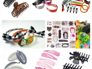 Assorted set of hair accessories (tweezers, clips, pigtails and more)