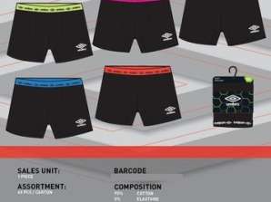 Stoktan Çıkarma - Erkek boksör UMBRO - 60 paket, çeşitli beden ve modeller, 5 renk