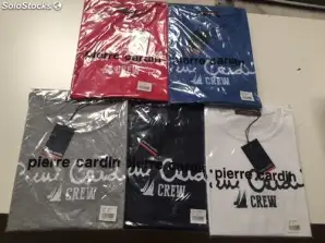 Pierre Cardin tişörtlerinin erkekler için stoklarının boşaltılması - 36 eşleşen paket, 5 renk, koyu mavi, mavi, beyaz, siyah ve kırmızı