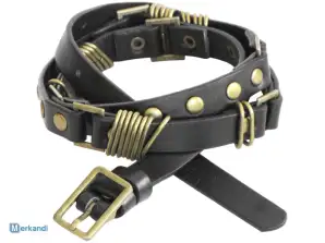 Eco leather straps decorated with studs rivets black