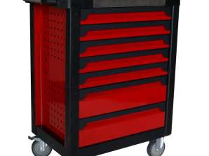 Professional Metal Workshop Trolley with Complete Tools - 7 Drawers and 399 Pieces in High Quality Chrome