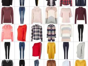Jaunākā modes sieviešu apģērbu partija: T-krekli, bikses, sporta krekli, džemperi