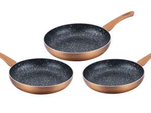 Cenocco Set of 3 Frying Pans with Marble Coating Copper