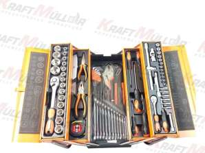 KRAFTMULLER, Metallwerkzeugkasten mit integrierten Werkzeugen 85 Stück