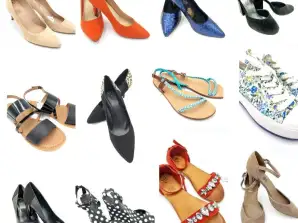 Stock of women's footwear: sandals, slippers, ballerinas, ankle boots, heels, wedges, etc.