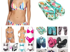 Lot assorti de bikinis et de tongs pour l’été