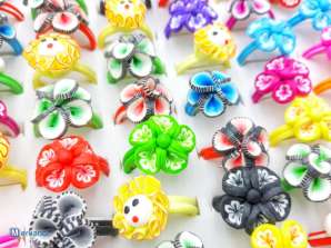 Fimo flower rings assorted lot