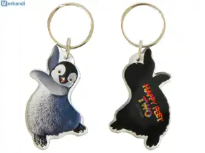 Thick key rings Penguins film pendants