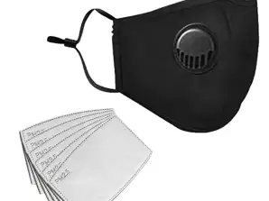 PM2.5M: Wasbaar Katoenen Masker Met Carbon 2-Filters Zwart