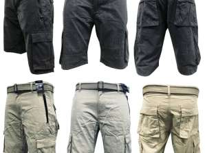 Men's Designer Cargo Shorts - 100% Cotton with 6 Pockets and Belt, Summer Casual Wear