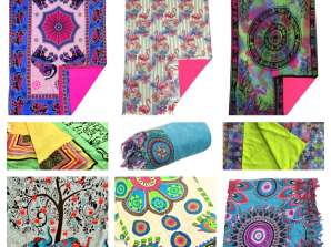 Wholesale Lot of Sarongs and Towels with Ethnic and Fashion Designs - Assortment in Colors and Models