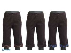 Damskie spodnie sztruksowe 3/4 brązowe sztruksy