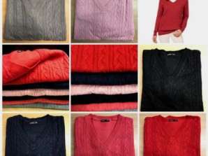Hromadný nákup dámských svetrů s výstřihem do V v různých barvách a velikostech