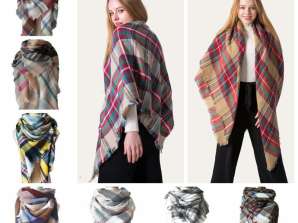 XXL Шарф в стиле клетчатого одеяла - Осенне-зимняя мода - REF: BF1412