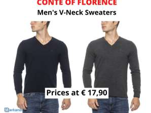 STOCK MEN'S V-NECK SWEATERS CONTE OF FLORENCE
