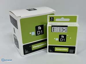 Compatible Dymo Tape D1 12mm Blanc / Noir 45013