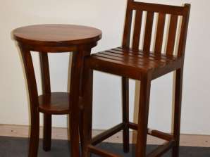 Bar table and mahogany bar stool set