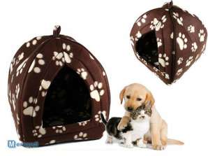 Útulná fleecová bouda pro malé psy, kočky a králíky - měkká skládací přenosná bouda pro zvířata