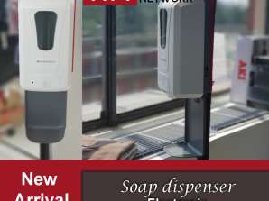 10-pack dispensers voor elektrische gelhanddesinfecterend middel met rode en zwarte metalen steunen