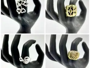 Variedade de 9,25 anéis banhados a prata e 18k cheios de ouro por atacado - mais de 50 modelos