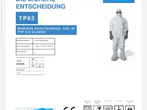 Full protective suit, CAT. III, TYPE 4,5,6, ideal for hospitals etc,