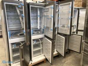 Sæt med hvide og grå køleskabe - i deres originale emballage