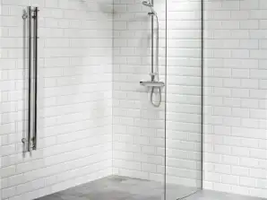 Shower Wall 90x210cm Clear Glass, With Hardware