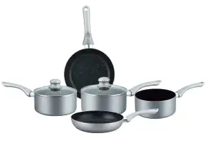 Herzberg HG-1020: набор антипригарной посуды из 7 предметов с каменным покрытием серебристым