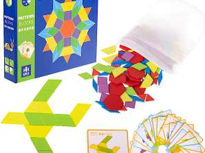 Fa puzzle montessori puzzle színes mozaik formák 155 darab
