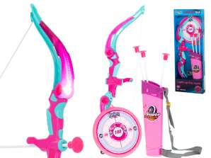 Bow with arrows and target, pink shooting set