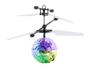 Boule disco LED volante, lumineuse, contrôlée manuellement, robot drone, capteur de mouvement