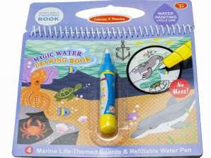 Krāsojamā lapa Ūdens grāmata ar marķieri Zemūdens pasaule
