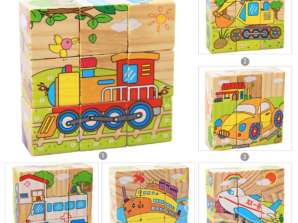 Wooden blocks educational puzzle puzzle cubes Vehicles 6in1 9el.