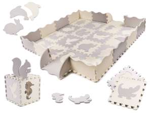 Foam puzzelboxkleed voor kinderen, 36 stukjes, grijs ecru