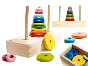 Wooden pyramid with base rainbow sorter tower