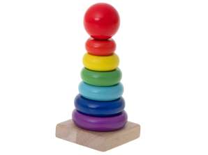 Tower pyramid wooden pyramid for stacking sorter colorful rainbow 13cm