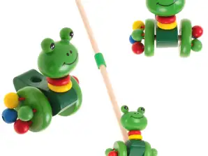 Posunovač na tyči dřevěná vycházková žába