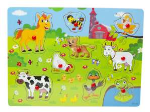 Wooden jigsaw puzzle match shapes farm