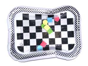 Sensory inflatable water mat for babies black and white checkerboard XXL 65x50 cm
