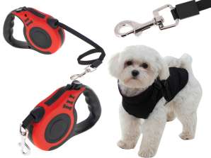 Leash automatic tape 5m for dog up to 14kg red
